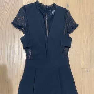Women's Black Crepe Jumpsuit With Lace Cutouts